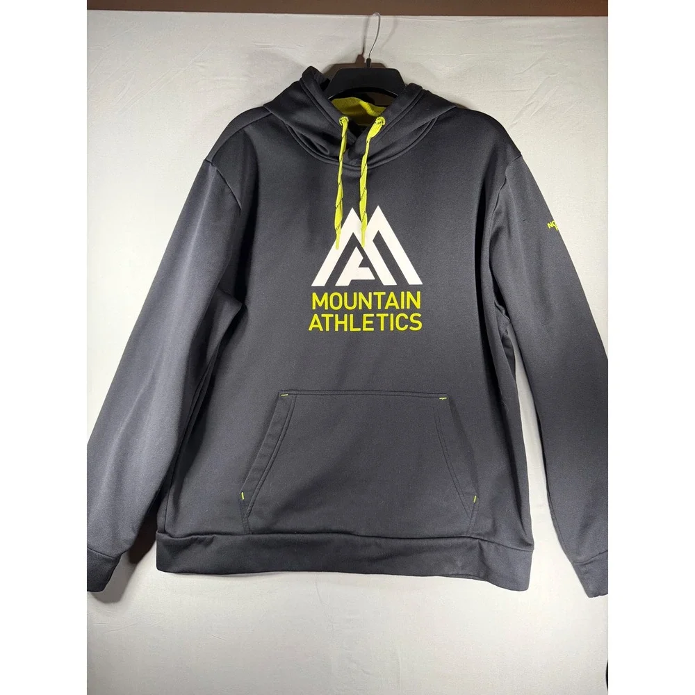 The North Face Mountain Athletics Hoodie Men XL Black Yellow Pullover Sweatshirt